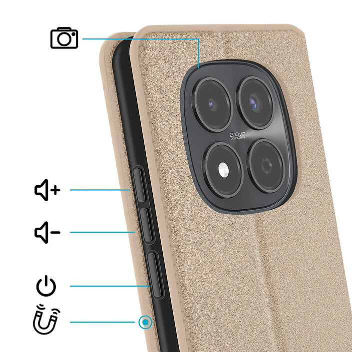 Avis Avizar Étui pour Redmi Note 15 Pro 4G Séries Classic avec Porte-carte et Support vidéo Dorée