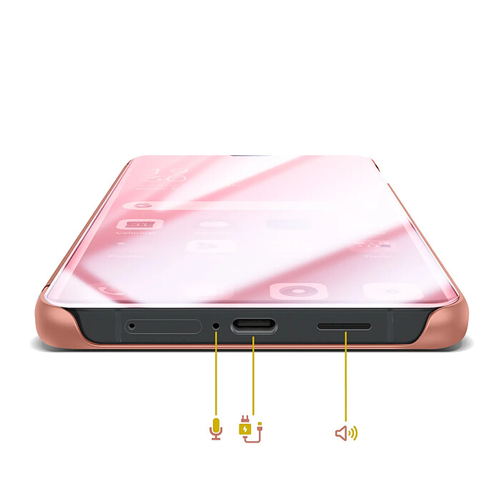 Avizar Étui Miroir pour Galaxy S26 avec Fenêtre Smart View et Support Pliable Rose pas cher