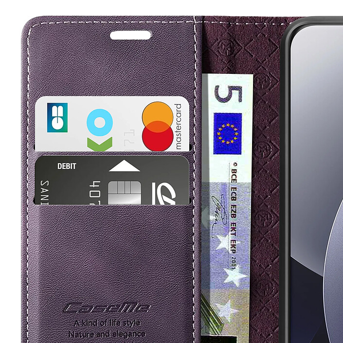 Avizar Étui Vintage pour Redmi Note 15 Pro Plus 5G Collections CaseMe avec Blocage RFID Violet pas cher