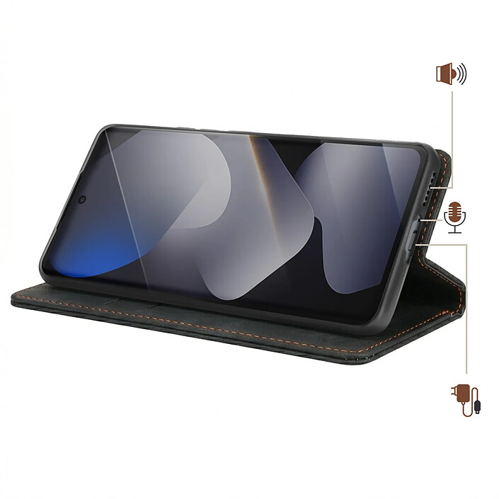 Avis Avizar Étui Portefeuille Vintage pour Redmi Note 15 4G / 5G Collections CaseMe Noir