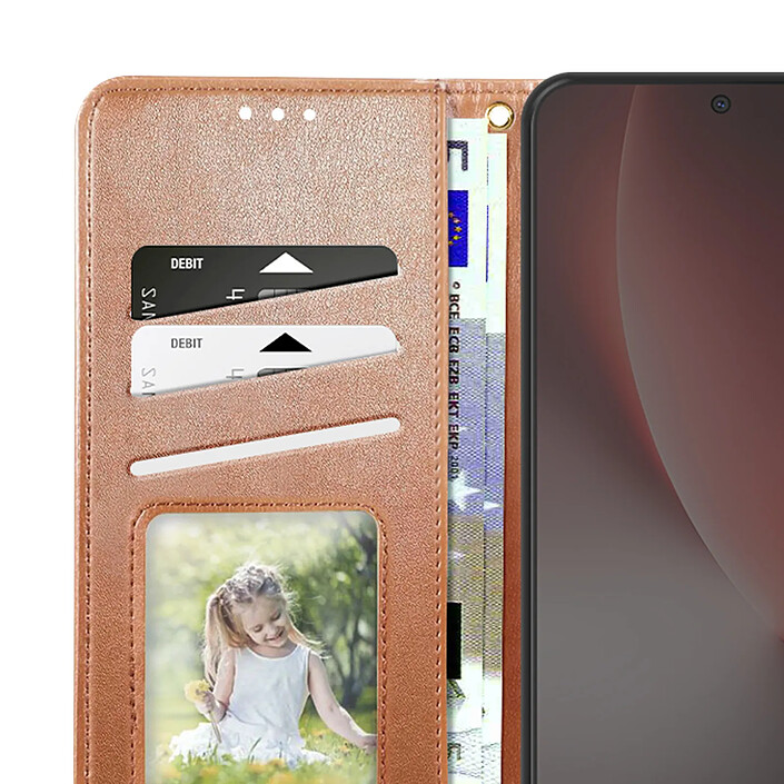 Avizar Étui Folio Portefeuille pour Honor Magic 8 Lite avec Dragonne et Porte-cartes Marron pas cher