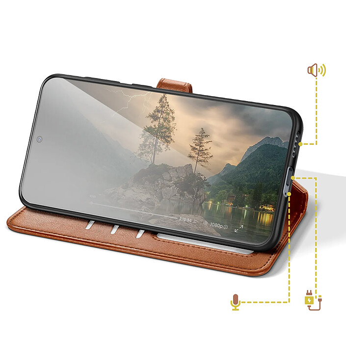 Avis Avizar Étui Folio Portefeuille pour Honor Magic 8 Lite avec Dragonne et Porte-cartes Marron