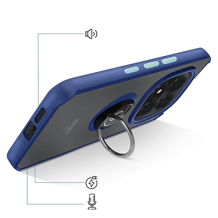 Acheter Avizar Coque pour Redmi Note 15 Pro 4G avec Anneau Magnétique Finition Givrée Bleu