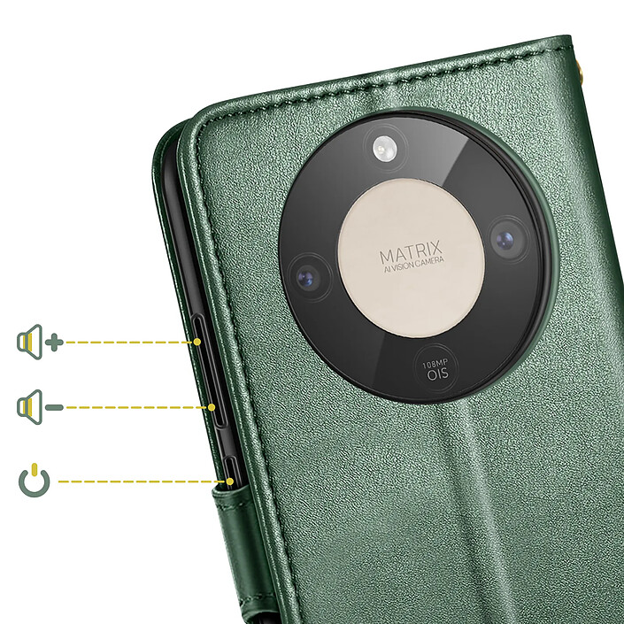 Acheter Avizar Étui Folio Portefeuille pour Honor Magic 8 Lite avec Dragonne et Porte-cartes Vert foncé