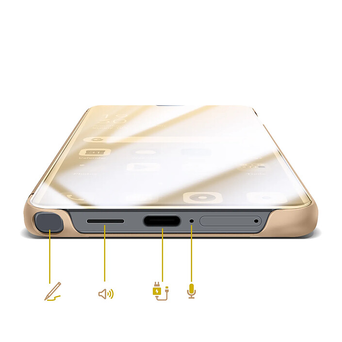 Avizar Étui de Protection pour Galaxy S26 Ultra Clear View avec Support Vidéo Dorée pas cher