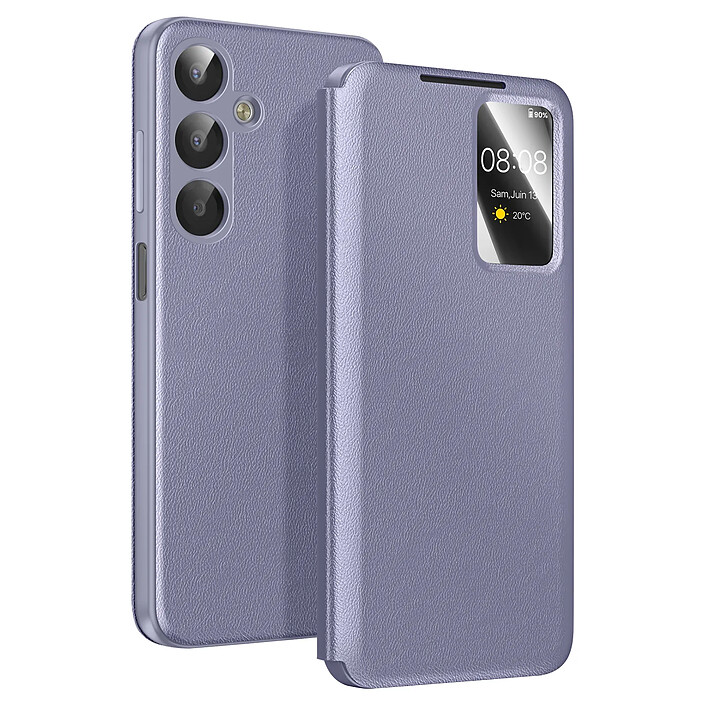 Avizar Étui pour Galaxy A17 avec Fenêtre Smart View et Porte-carte Gris lavande