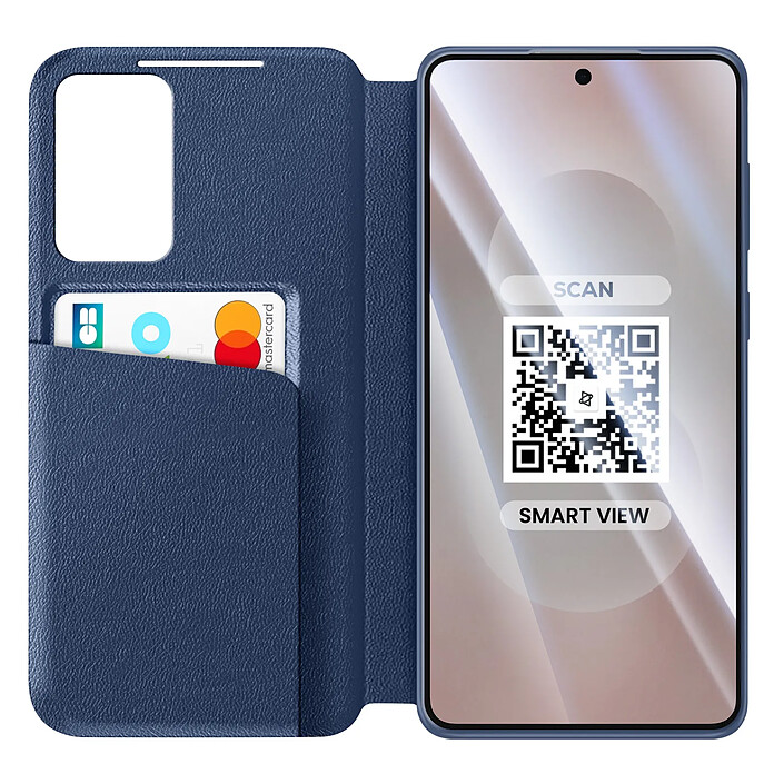Avizar Étui pour Galaxy S25 Edge avec Fenêtre Smart View et Porte-carte Bleu pas cher