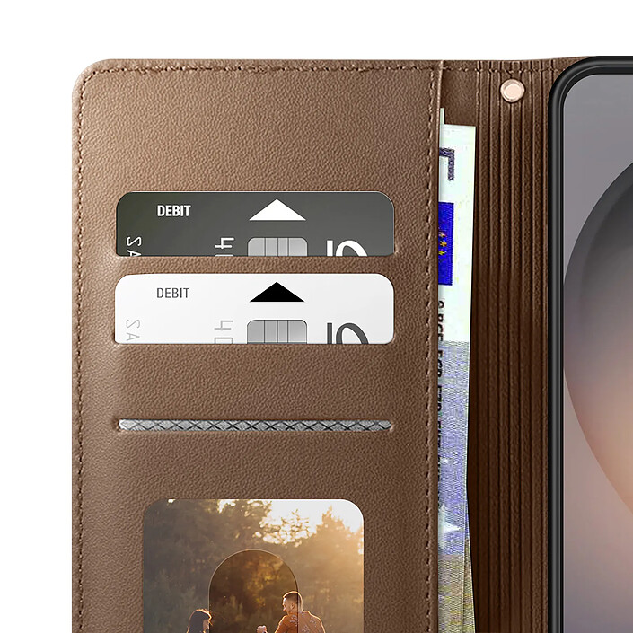 Avizar Étui Portefeuille RFID pour Galaxy S26 avec Support Vidéo et Dragonne Amovible Marron pas cher