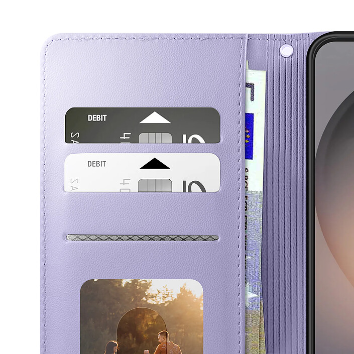 Avizar Étui Portefeuille RFID pour Galaxy S26 avec Support Vidéo et Dragonne Amovible Violet clair pas cher