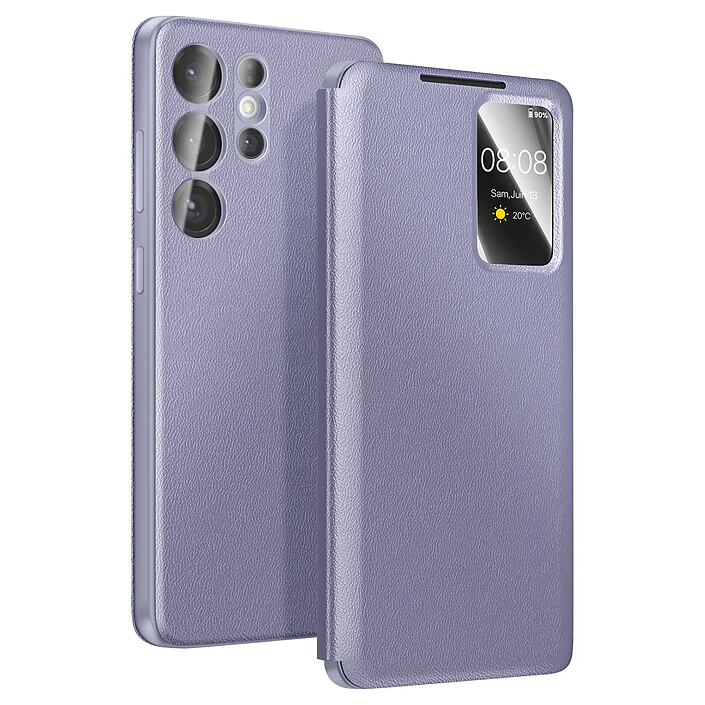 Avizar Étui pour Galaxy S26 Ultra avec Fenêtre Smart View et Porte-carte Gris lavande