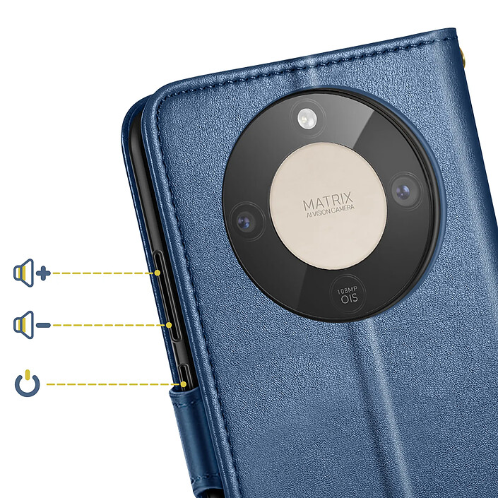 Acheter Avizar Étui Folio Portefeuille pour Honor Magic 8 Lite avec Dragonne et Porte-cartes Bleu nuit