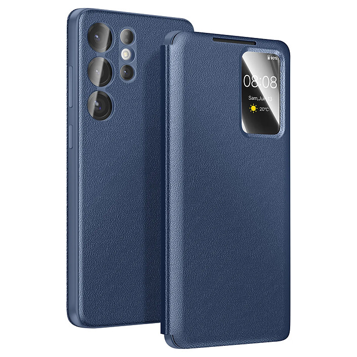 Avizar Étui pour Galaxy S26 Ultra avec Fenêtre Smart View et Porte-carte Bleu nuit