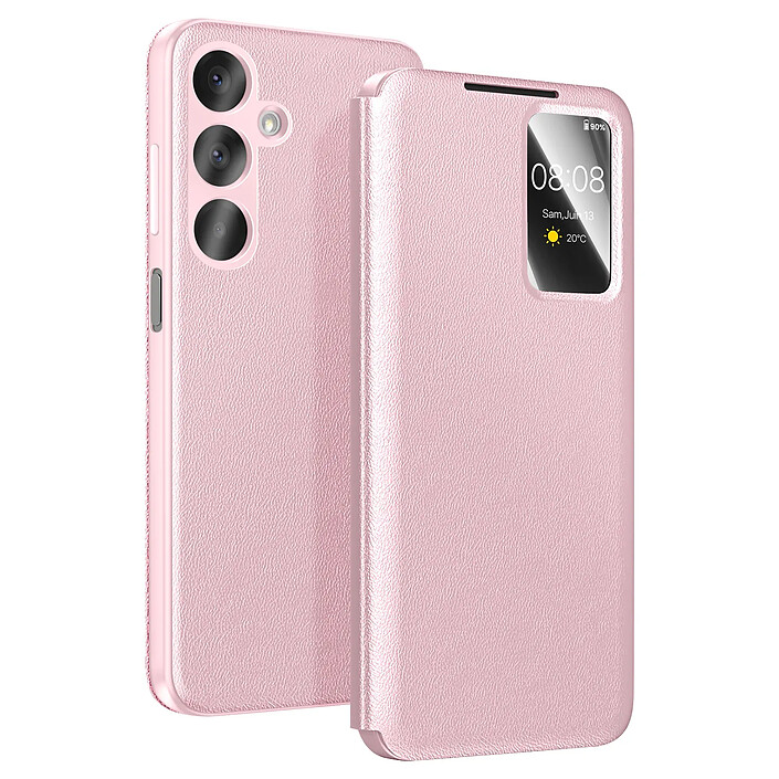 Avizar Étui pour Galaxy A37 avec Fenêtre Smart View et Porte-carte Rose