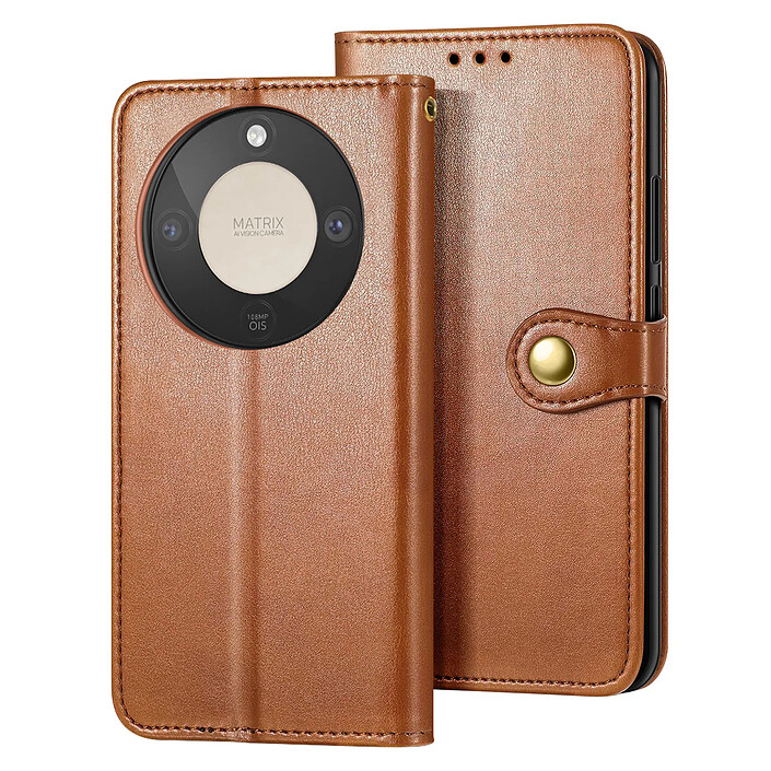 Avizar Étui Folio Portefeuille pour Honor Magic 8 Lite avec Dragonne et Porte-cartes Marron