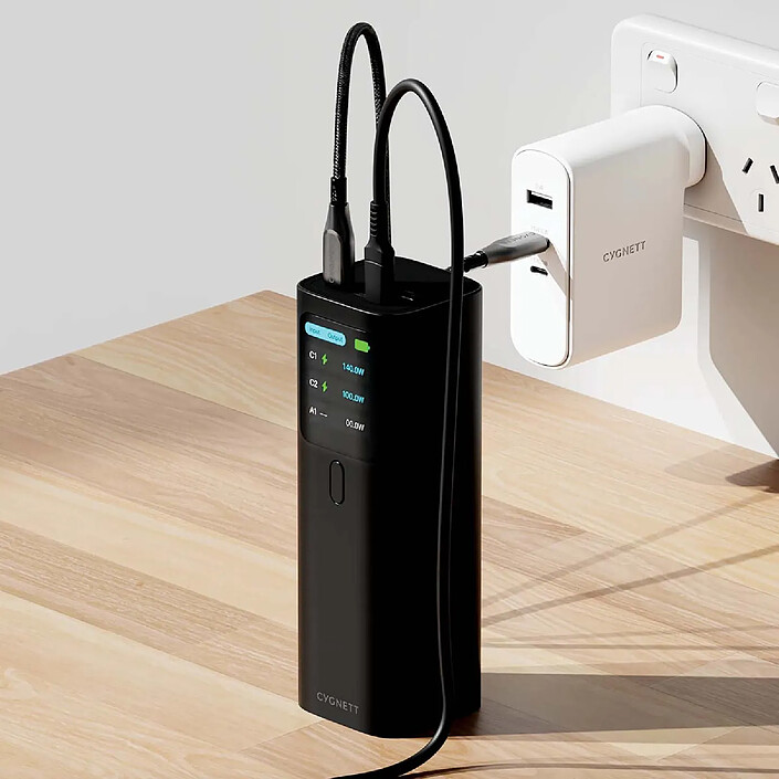 CYGNETT Batterie Externe USB-C / USB-A 27000mAh 148W avec Écran d'Affichage Noir pas cher