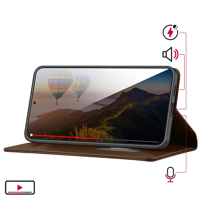 Avis Avizar Étui Portefeuille RFID pour Galaxy S26 avec Support Vidéo et Dragonne Amovible Marron