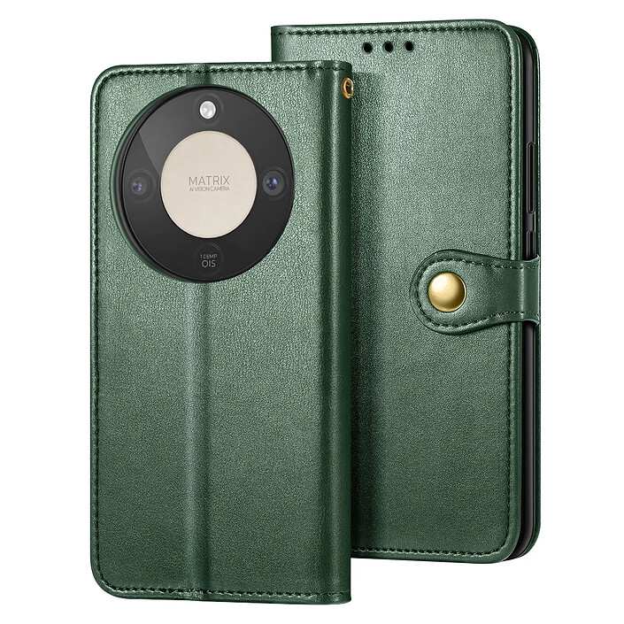 Avizar Étui Folio Portefeuille pour Honor Magic 8 Lite avec Dragonne et Porte-cartes Vert foncé