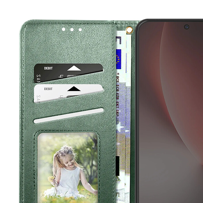 Avizar Étui Folio Portefeuille pour Honor Magic 8 Lite avec Dragonne et Porte-cartes Vert foncé pas cher