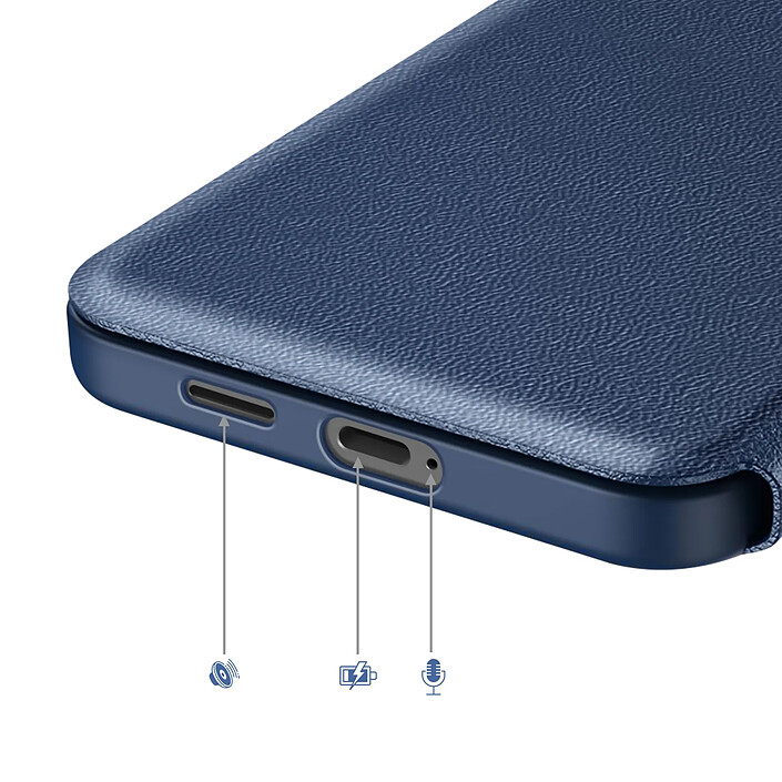 Acheter Avizar Étui pour Galaxy S25 Edge avec Fenêtre Smart View et Porte-carte Bleu