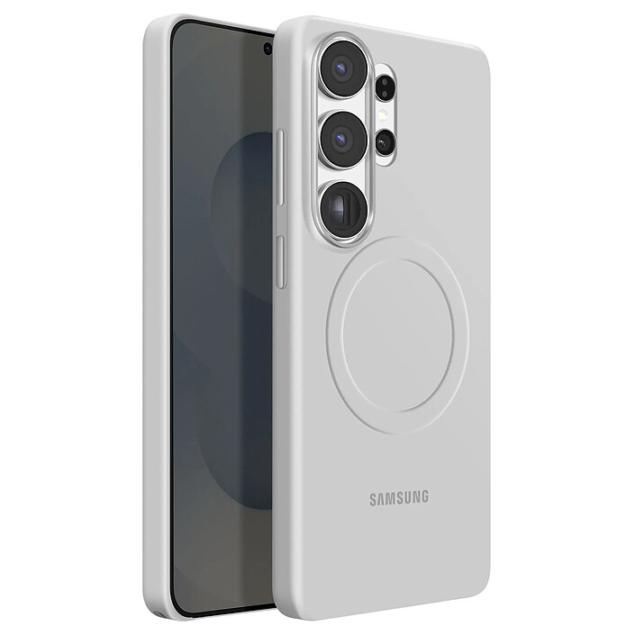 Samsung Coque MagSafe pour Galaxy S26 Ultra en Silicone Magnet Cover Antichoc Gris