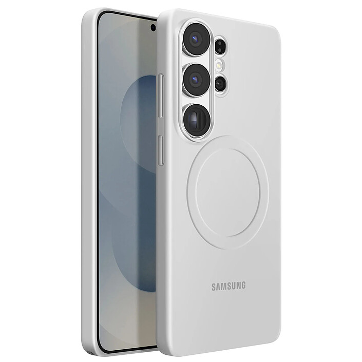 Samsung Coque MagSafe pour Galaxy S26 Ultra Série Silicone Magnet Cover Antichoc Gris