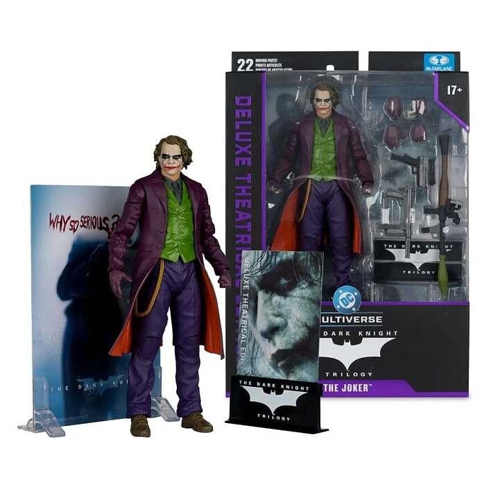 The Dark Knight : Le Chevalier noir DC Multiverse Deluxe Theatrical Edition - Figurine Joker 18 cm pas cher