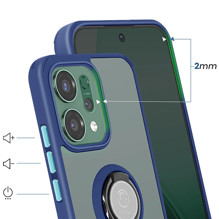 Avis Avizar Coque pour Oppo Reno 14 avec Support Anneau et Fixation Magnétique Bleu