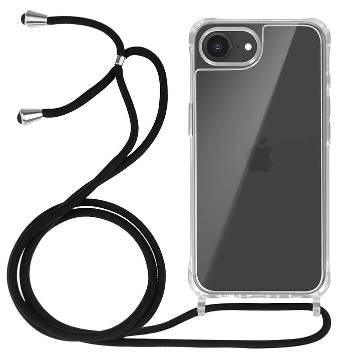 Avizar Coque pour iPhone 17e en Silicone avec Cordon en Nylon Tressé 70cm Transparent