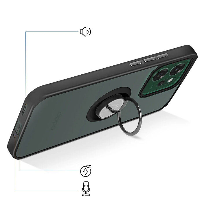 Acheter Avizar Coque pour Oppo Reno 14 F / 14 FS avec Support Anneau et Fixation Magnétique Noir