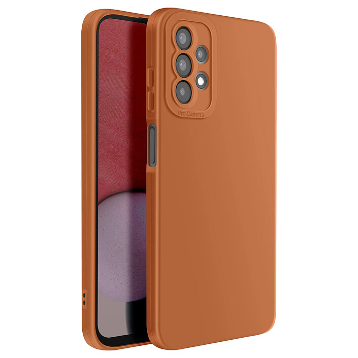 Avizar Coque pour Galaxy A13 / A04s en Silicone Souple avec Renfort Bloc Caméra Marron