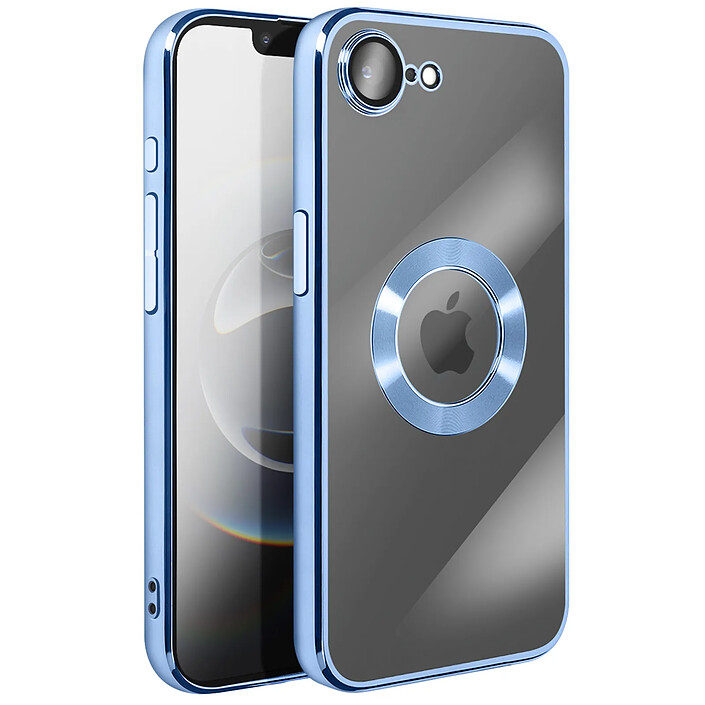 Avizar Coque pour iPhone 17e avec Contour Chromé en Silicone Souple Bleu pas cher