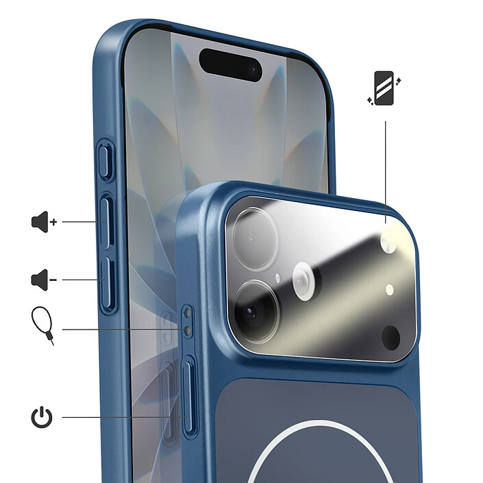 Avis Avizar Coque MagSafe pour iPhone 17 Rigide avec Verre Protection Caméra Bleu nuit