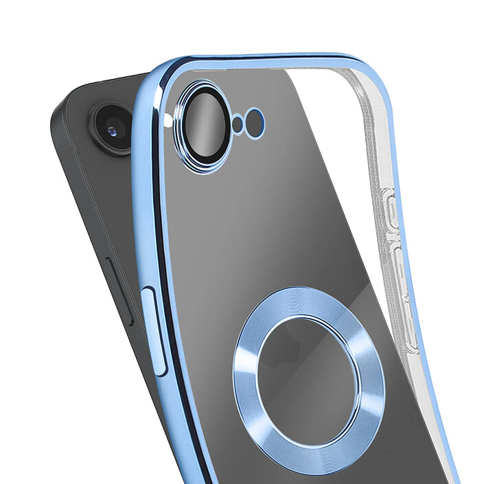 Avis Avizar Coque pour iPhone 17e avec Contour Chromé en Silicone Souple Bleu