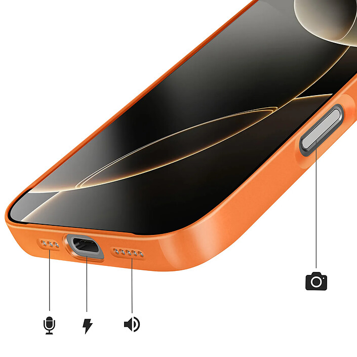 Avizar Coque MagSafe pour iPhone 16 Pro Max Rigide avec Verre Protection Caméra Orange pas cher