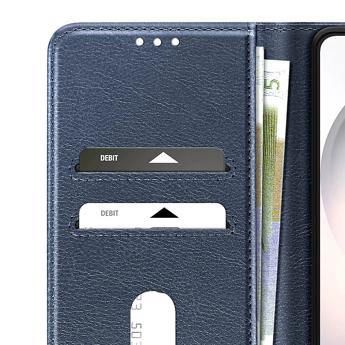 Avizar Étui Portefeuille pour Galaxy S26 Série Chesterfield Grainé Fonction Stand Bleu pas cher