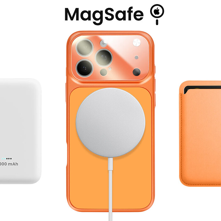 Acheter Avizar Coque MagSafe pour iPhone 16 Pro Max Rigide avec Verre Protection Caméra Orange