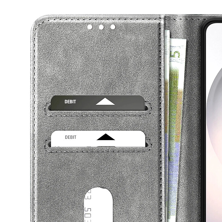 Avizar Étui Portefeuille pour Galaxy S26 Série Chesterfield Grainé Fonction Stand Gris pas cher