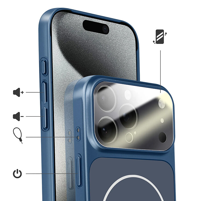 Avis Avizar Coque MagSafe pour iPhone 15 Pro Max Rigide avec Verre Protection Caméra Bleu nuit