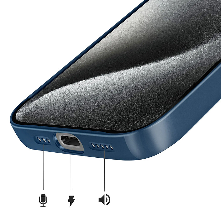 Avizar Coque MagSafe pour iPhone 15 Pro Max Rigide avec Verre Protection Caméra Bleu nuit pas cher