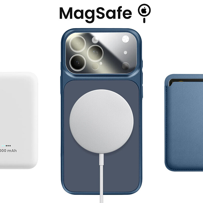 Acheter Avizar Coque MagSafe pour iPhone 15 Pro Rigide avec Verre Protection Caméra Bleu nuit