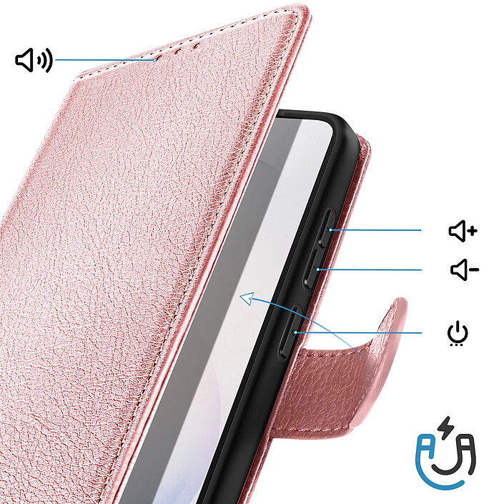 Avis Avizar Étui Portefeuille pour Galaxy S26 Ultra Série Chesterfield Grainé Fonction Stand Rose