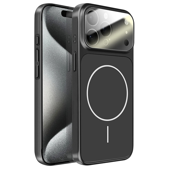 Avizar Coque MagSafe pour iPhone 15 Pro Rigide avec Verre Protection Caméra Noir