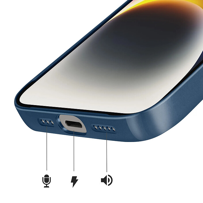 Avizar Coque pour iPhone 14 Compatible MagSafe Finition AG Glass Mate Bleu nuit pas cher