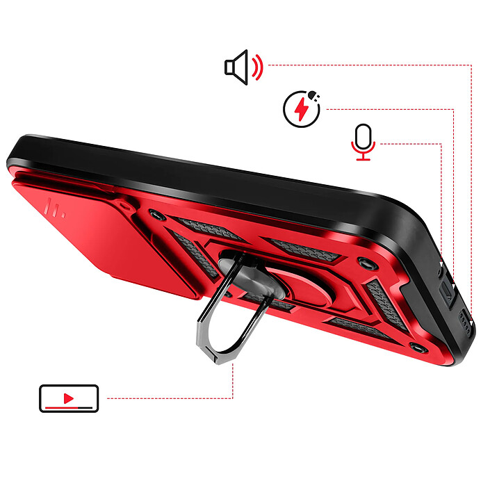 Avis Mayaxess Coque pour Redmi Note 15 Pro 5G avec Cache Caméra Coulissante / Bague Magnétique Rouge