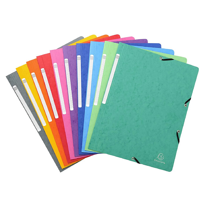EXACOMPTA Chemise à élastique sans rabat carte lustrée 400gm2 - A4 - Couleurs aléatoires x 50