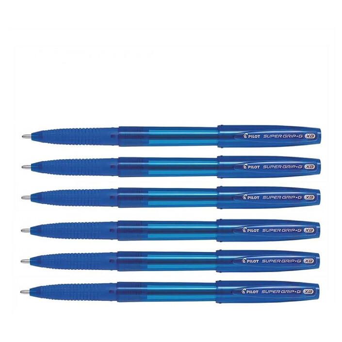 PILOT Stylo Bille SUPER GRIP G à Capuchon Pointe Extra Large Bleu x 6