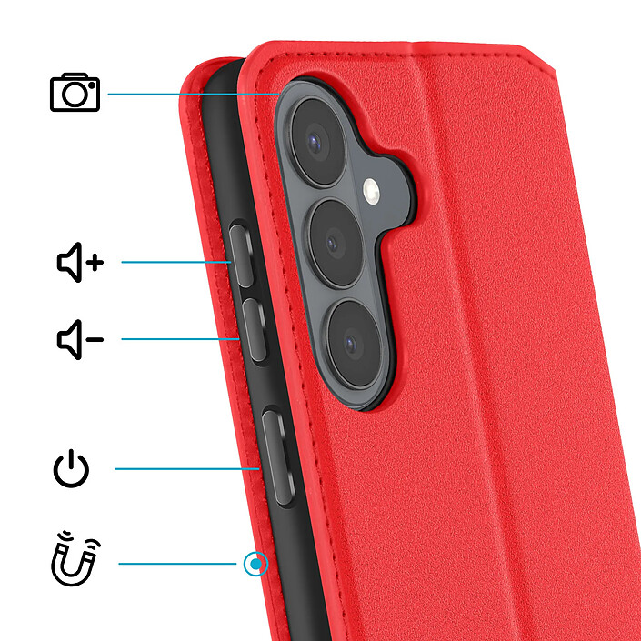 Avis Avizar Étui à Clapet pour Galaxy S26 Magnétique Classic Edition avec Fonction Stand Rouge