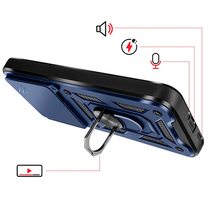Avis Mayaxess Coque pour Redmi Note 15 Pro 5G avec Cache Caméra Coulissante / Bague Magnétique Bleu nuit