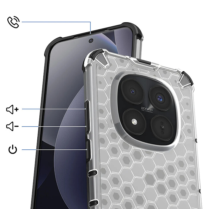 Acheter Avizar Coque pour Redmi Note 15 Pro Plus 5G Renforcée Texturée Nid d'Abeille Blanc