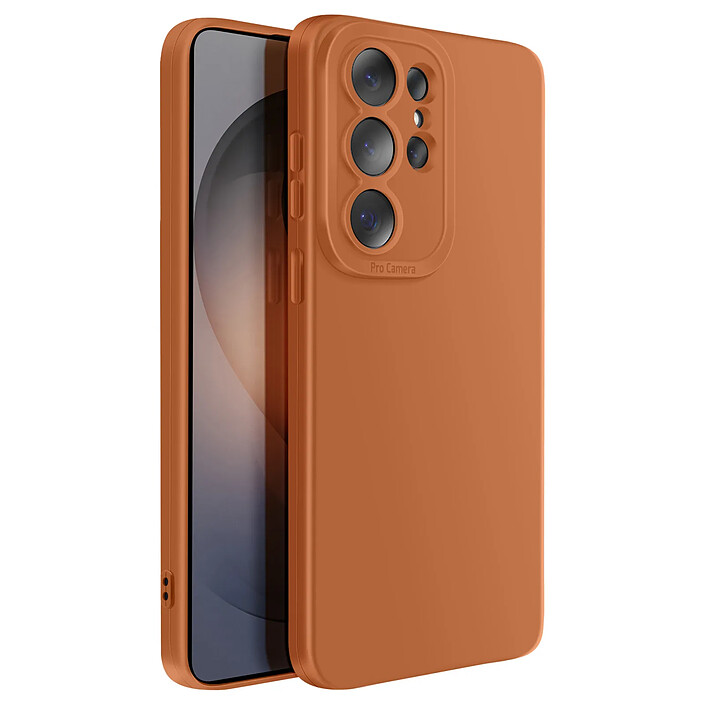 Avizar Coque pour Galaxy S26 Ultra en Silicone Souple avec Renfort Bloc Caméra Marron